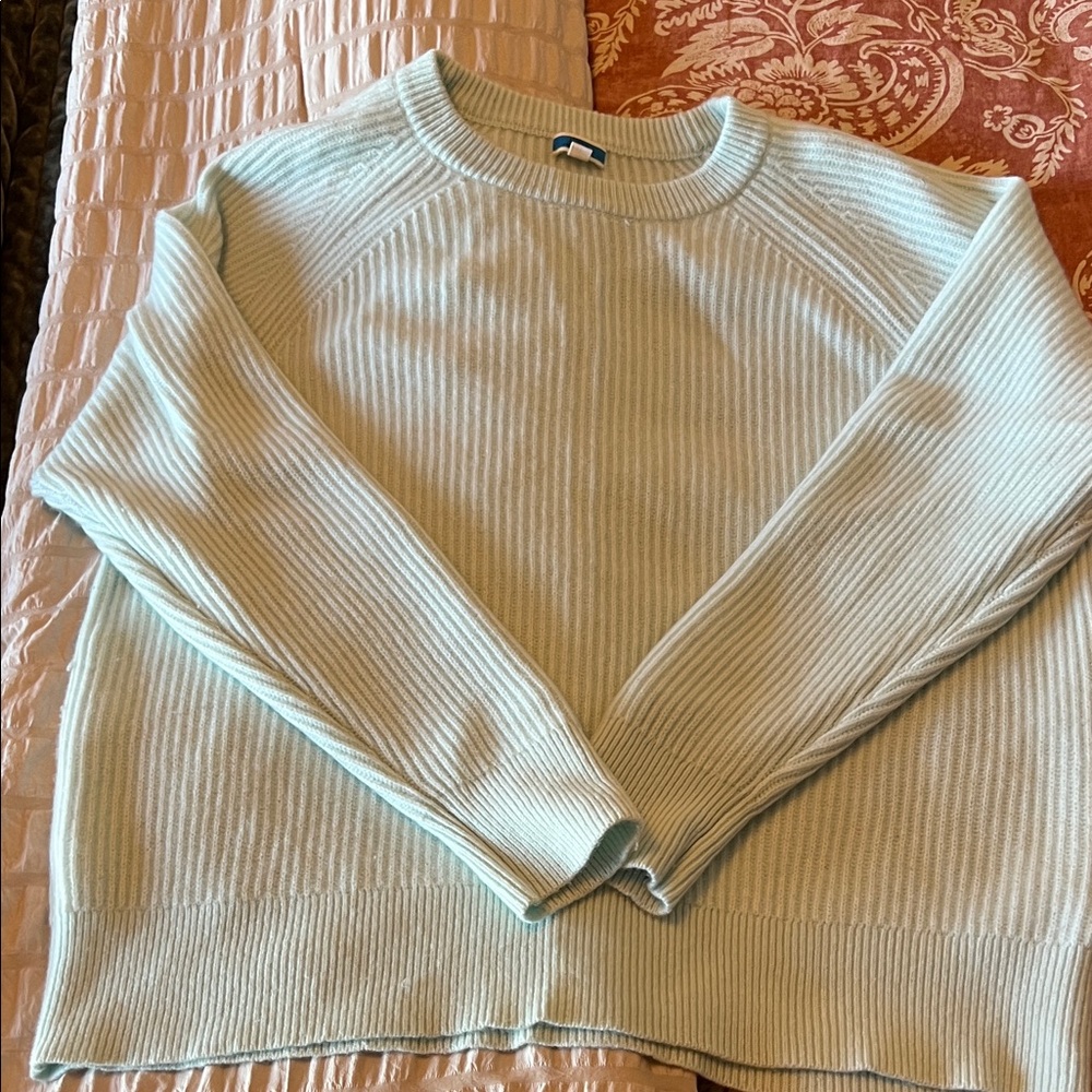 I Crew Light Blue Cashmere Ribbed Sweater